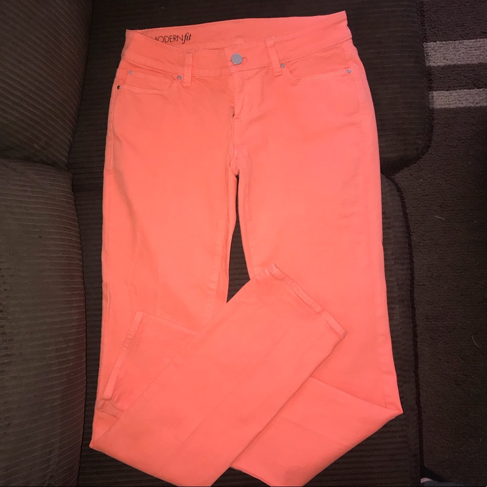 Bright Orange Ann Taylor Modern Fit Jeans, Size 0